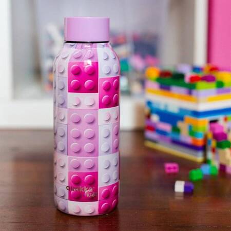 Quokka Solid Kids - Butelka termiczna ze stali nierdzewnej 510 ml (Pink Bricks)