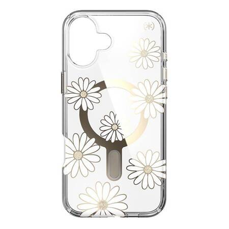 Speck Presidio Lux ClickLock & MagSafe - Etui iPhone 16 Plus (Sunshine Daisies / Clear / Gold)