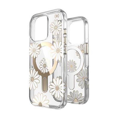 Speck Presidio Lux ClickLock & MagSafe - Etui iPhone 16 Pro (Sunshine Daisies / Clear / Gold)