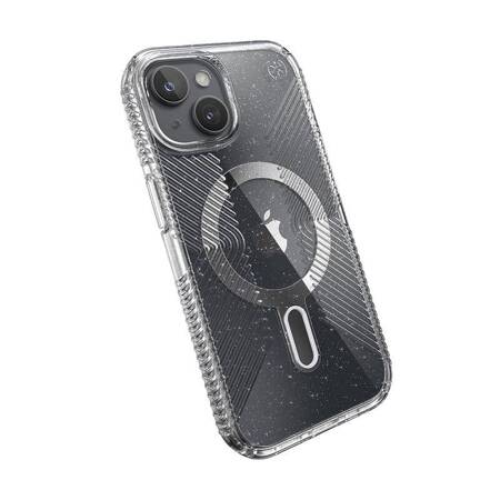 Speck Presidio Lux Grip ClickLock & Magsafe - Etui iPhone 15 (Clear / Chrome Finish / Serene Silver)