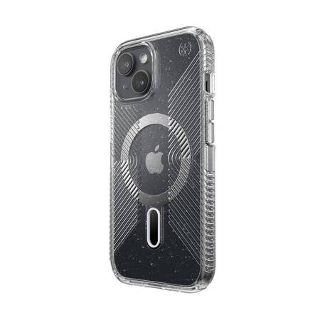 Speck Presidio Lux Grip ClickLock & Magsafe - Etui iPhone 15 (Clear / Chrome Finish / Serene Silver)