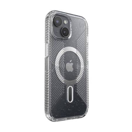 Speck Presidio Lux Grip ClickLock & Magsafe - Etui iPhone 15 (Clear / Chrome Finish / Serene Silver)