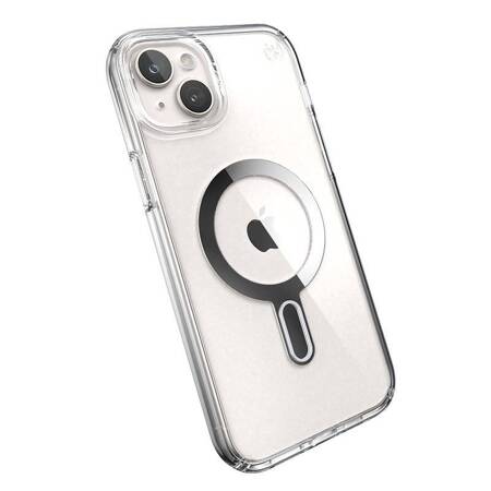 Speck Presidio Perfect-Clear ClickLock & Magsafe - Etui iPhone 15 Plus (Clear / Chrome Finish / Serene Silver)