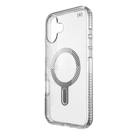 Speck Presidio Perfect-Clear Grip ClickLock & MagSafe - Etui iPhone 16 Plus (Clear / Chrome Finish / Serene Silver)