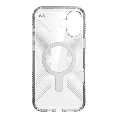 Speck Presidio Perfect-Clear Grip ClickLock & MagSafe - Etui iPhone 16 Plus (Clear / Chrome Finish / Serene Silver)