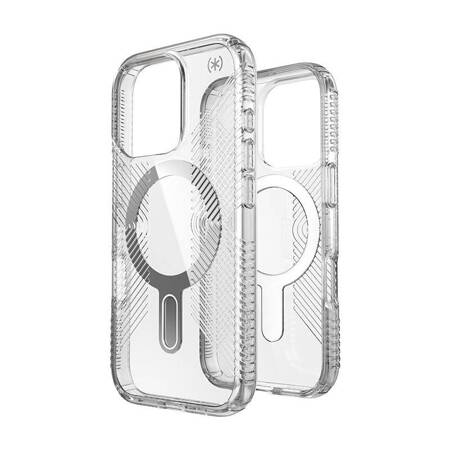 Speck Presidio Perfect-Clear Grip ClickLock & MagSafe - Etui iPhone 16 Pro (Clear / Chrome Finish / Serene Silver)