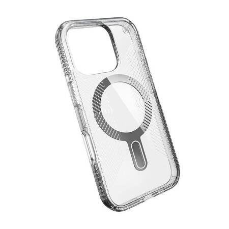 Speck Presidio Perfect-Clear Grip ClickLock & MagSafe - Etui iPhone 16 Pro (Clear / Chrome Finish / Serene Silver)