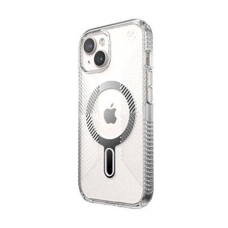 Speck Presidio Perfect-Clear Grip ClickLock & Magsafe - Etui iPhone 15 (Clear / Chrome Finish / Serene Silver)