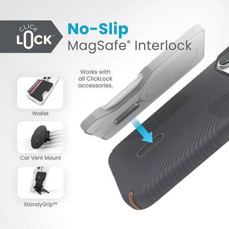 Speck Presidio2 Grip ClickLock & MagSafe - Etui iPhone 15 Pro (Charcoal Grey/Cool Bronze)