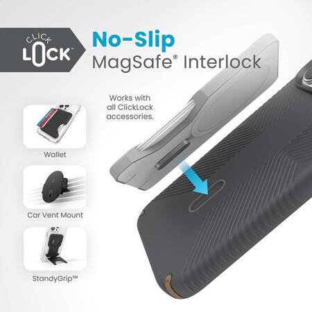 Speck Presidio2 Grip ClickLock & MagSafe - Etui iPhone 15 Pro Max (Charcoal Grey/Cool Bronze)