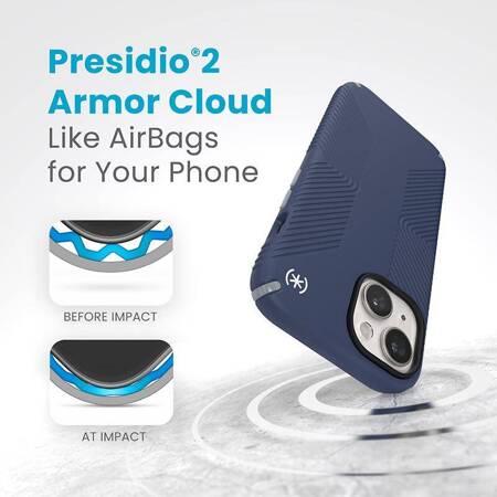 Speck Presidio2 Grip - Etui iPhone 15 (Coastal Blue / Dustgrey / White)