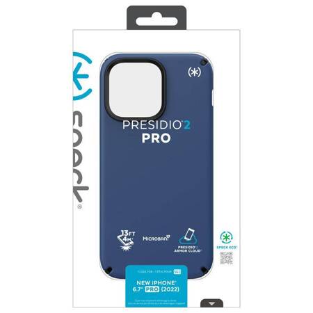 Speck Presidio2 Pro - Etui iPhone 14 Pro Max z powłoką MICROBAN (Coastal Blue / Black / White)