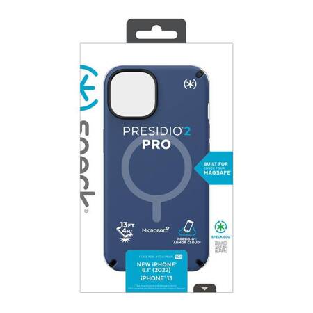 Speck Presidio2 Pro + MagSafe - Etui iPhone 14 z powłoką MICROBAN (Coastal Blue / Black / White)