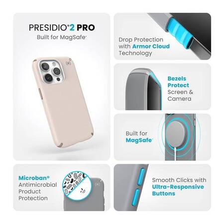 Speck Presidio2 Pro Magsafe - Etui iPhone 15 Pro (Bleached Bone / Heirloom Gold / Hazel Brown)