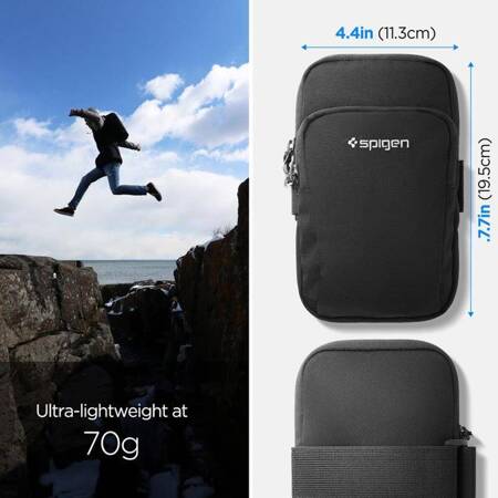 Spigen A702 Dynamic Shield Armband - Etui / Sportowa opaska na ramię na smartfon do 6.9" (Czarny)