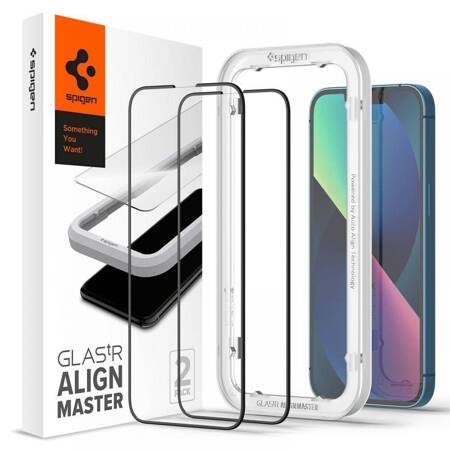 Spigen Alm Glass FC iPhone 13/13 Pro 2 szt. szkło hartowane czarna ramka AGL03387