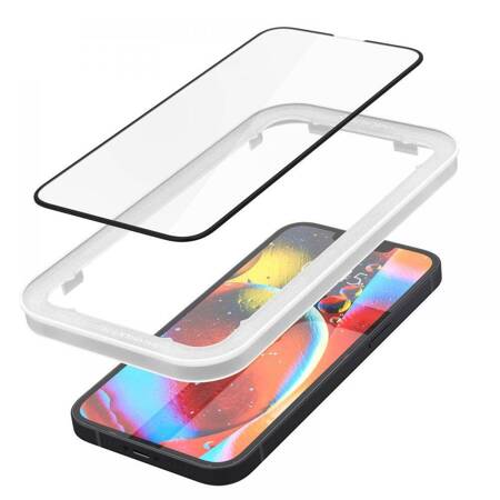 Spigen Alm Glass FC iPhone 13/13 Pro 2 szt. szkło hartowane czarna ramka AGL03387