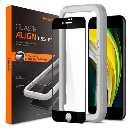 Spigen Alm Glass FC iPhone 7/8/SE 2020 /2022 szkło hartowane czarna ramka AGL01294