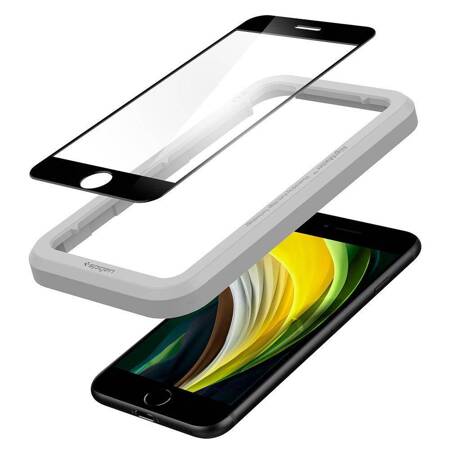 Spigen Alm Glass FC iPhone 7/8/SE 2020 /2022 szkło hartowane czarna ramka AGL01294