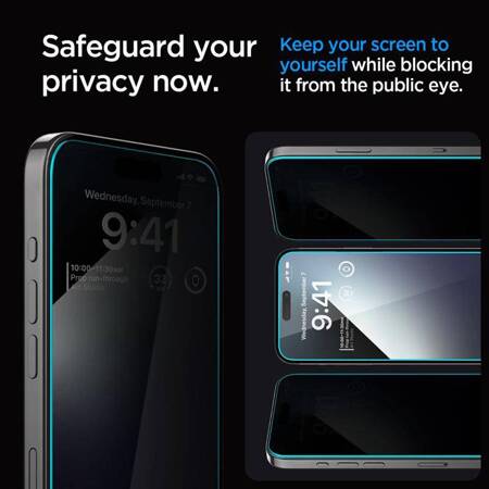 Spigen GLAS.TR EZ FIT Privacy - Szkło hartowane z filtrem prywatyzującym do iPhone 15 Plus 2 szt
