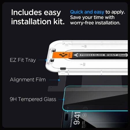 Spigen GLAS.TR EZ FIT Privacy - Szkło hartowane z filtrem prywatyzującym do iPhone 15 Plus 2 szt