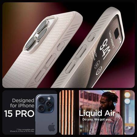 Spigen Liquid Air - Etui do iPhone 15 Pro Max (Natural Titanium)