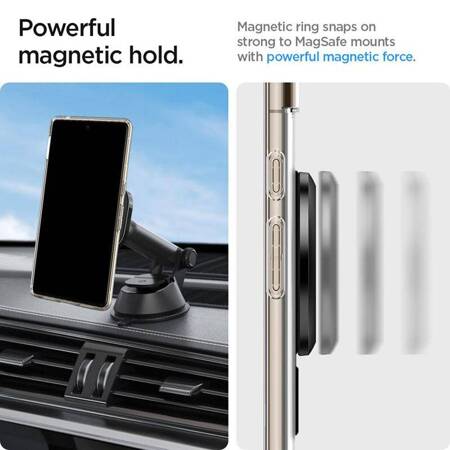 Spigen OneTap Ring Magnetic MagSafe Plate - Uniwersalny pierścień magnetyczny na etui / smartfona (Czarny)