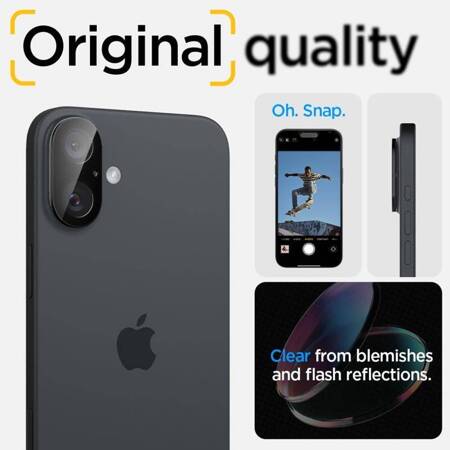 Spigen Optik GLAS.TR Camera Protector 2-Pack - Szkło ochronne na obiektyw do iPhone 16 / 16 Plus (2 szt) (Czarny)