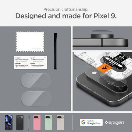 Spigen Optik.TR EZ Fit Camera Lens Protector 2-Pack - Szkło ochronne na obiektyw do Google Pixel 9 (2 szt) (Przezroczysty)