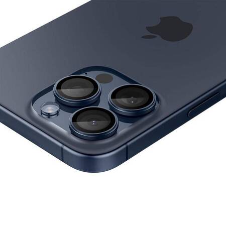 Spigen Optik.TR EZ Fit Camera Lens Protector - Szkło ochronne na obiektyw do iPhone 15 Pro / 15 Pro Max / iPhone 14 Pro / 14 Pro Max (2 szt) (Blue Titanium)