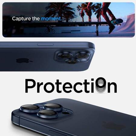 Spigen Optik.TR EZ Fit Camera Lens Protector - Szkło ochronne na obiektyw do iPhone 15 Pro / 15 Pro Max / iPhone 14 Pro / 14 Pro Max (2 szt) (Blue Titanium)