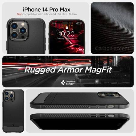 Spigen Rugged Armor Mag MagSafe - Etui do iPhone 14 Pro Max (Czarny)