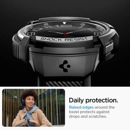 Spigen Rugged Armor Pro - Pasek + etui do Samsung Galaxy Watch 6 Classic 43 mm (Czarny)