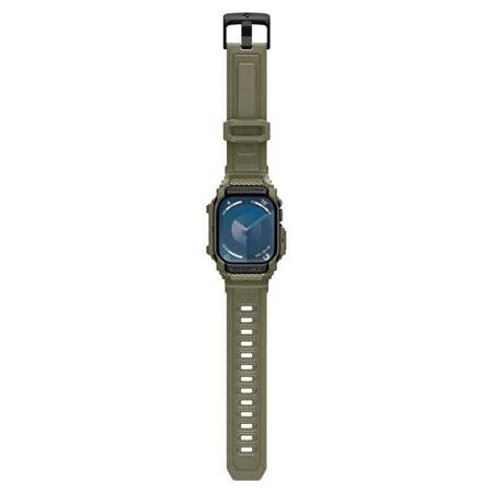 Spigen Rugged Armor Pro - Pasek z obudową do Apple Watch 10 46 mm (Vintage Khaki)