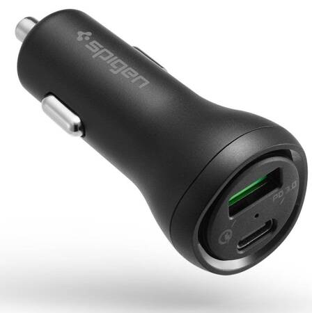 Spigen Steadiboost F31QC - Ładowarka Samochodowa USB-C 27W PD & USB-A 18W QC3.0 (Czarny)