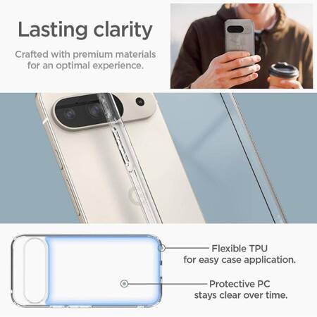 Spigen Ultra Hybrid - Etui do Google Pixel 9 / 9 Pro (Crystal Clear)