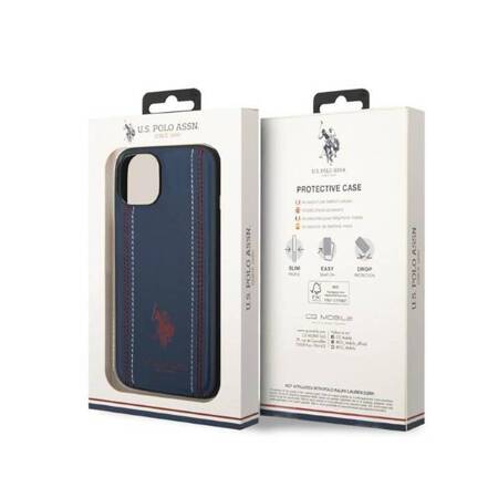 US Polo USHCP14SPFAV iPhone 14 6,1" granatowy/navy blue Leather Stitch