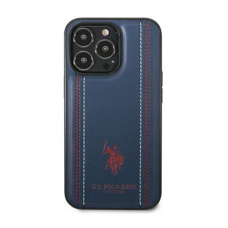 US Polo USHCP14XPFAV iPhone 14 Pro Max 6,7" granatowy/navy blue Leather Stitch