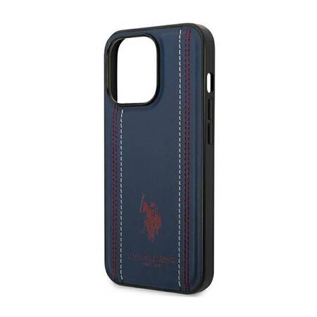 US Polo USHCP14XPFAV iPhone 14 Pro Max 6,7" granatowy/navy blue Leather Stitch