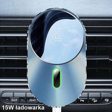 USAMS Uchwyt indukcyjny Magnetic Car Wireless Charging 15W do kratki went. szary/grey CD170DZ01 (US-CD170)