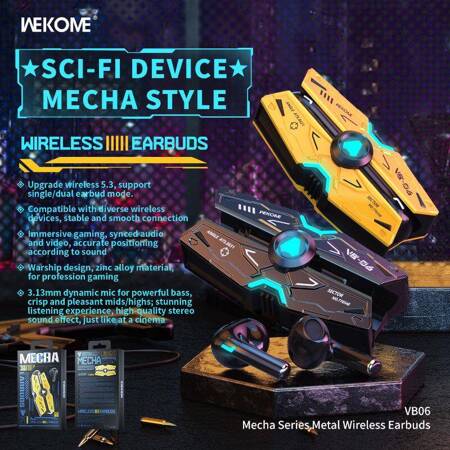 WEKOME VB06 Mecha Series - Bezprzewodowe słuchawki Bluetooth V5.3 TWS z etui ładującym (Tarnish)