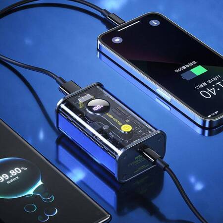 WEKOME WP-333 Vanguard Series - Power bank 10000 mAh Super Charging PD 20W + QC 22.5W (Czarny / Przezroczysty)