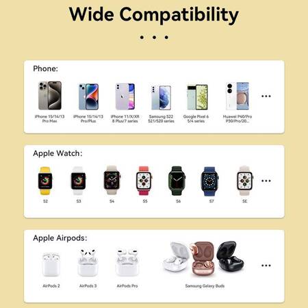 WEKOME WP-U172 - Ładowarka bezprzewodowa 3w1 z MagSafe do iPhone, Apple Watch i AirPods + lusterko (Żółty)