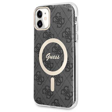 Zestaw Guess GUBPN61H4EACSK Case+Charger iPhone 11 6,1" czarny/black hard case 4G Print MagSafe