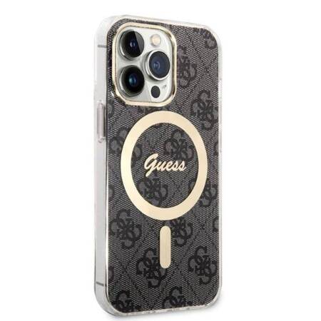 Zestaw Guess GUBPP13XH4EACSK Case+ Charger iPhone 13 Pro Max czarny/black hard case 4G Print MagSafe