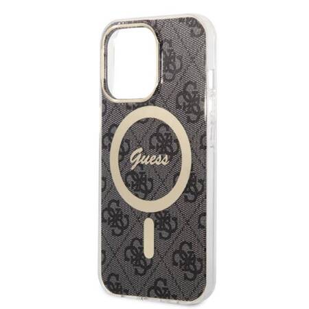 Zestaw Guess GUBPP13XH4EACSK Case+ Charger iPhone 13 Pro Max czarny/black hard case 4G Print MagSafe