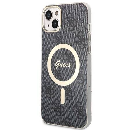 Zestaw Guess GUBPP14MH4EACSK Case+ Charger iPhone 14 Plus 6,7" czarny/black hard case 4G Print MagSafe